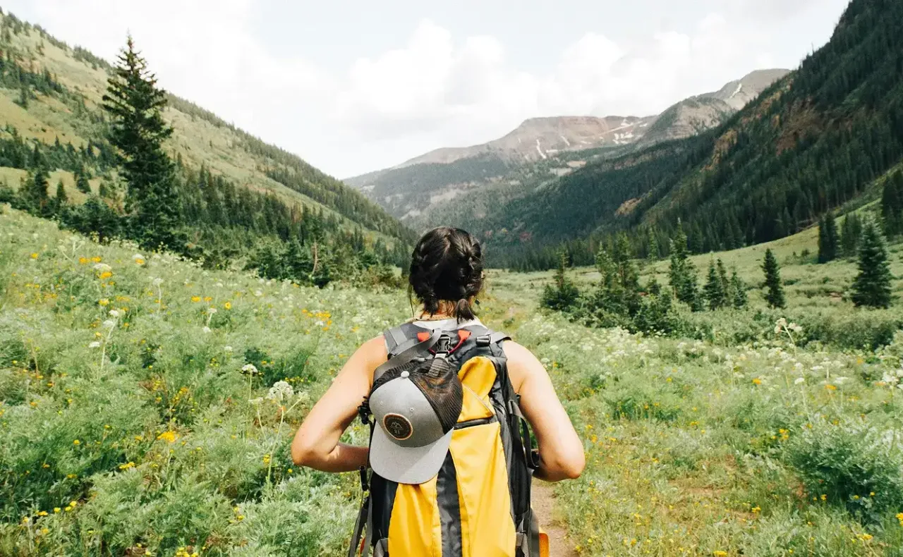Person walking through nature